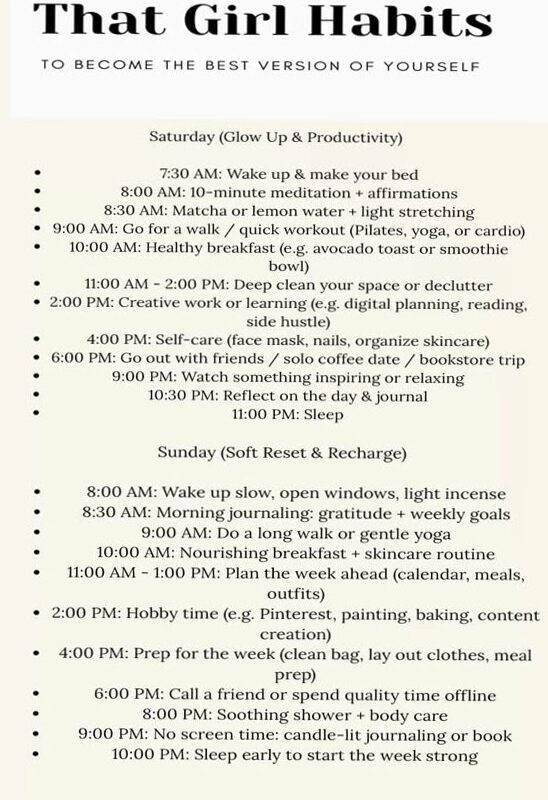 That Girl Habits | Daily Self-Growth & Creative Routines — 🥂 🍰 romanticize your routine