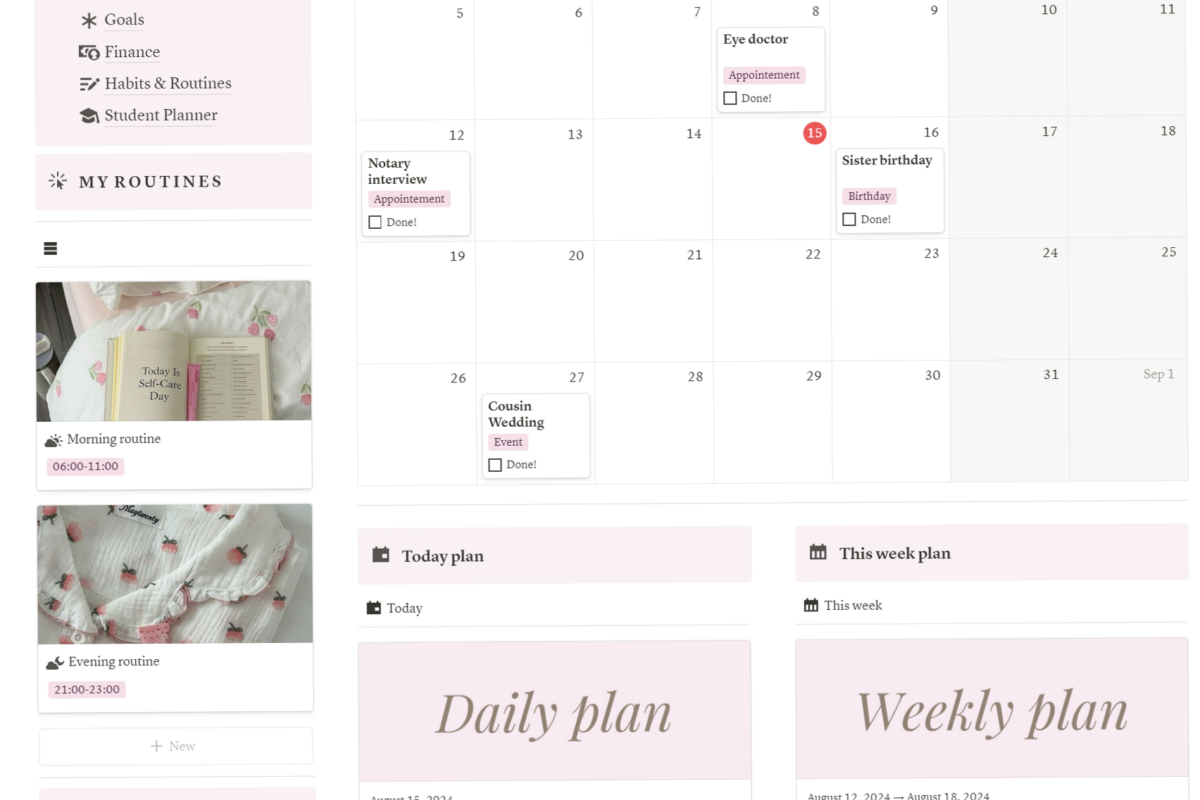 🥂 💍 That Girl’s Daily Planner Dashboard | Aesthetic Notion Ideas | 2026 efficiency hack