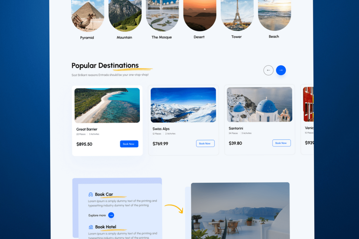 Travel Landing Page UI Design by Nusrat Jahan — 🖇️ 📌 stay inspired all year long