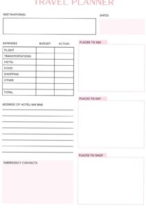 Travel Planner Printable | Vacation Organizer | 5-Day Travel Template — 📅 📅 dream life manifestation