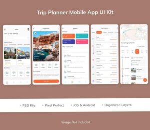 💍 💍 Trip Planner Mobile App UI Kit | Premium PSD Design | romanticize your routine