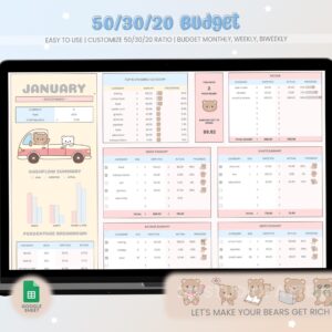 💌 🌸 Ultimate 50/30/20 Budget Planner | Google Sheets Templates 2025 | dream life manifestation
