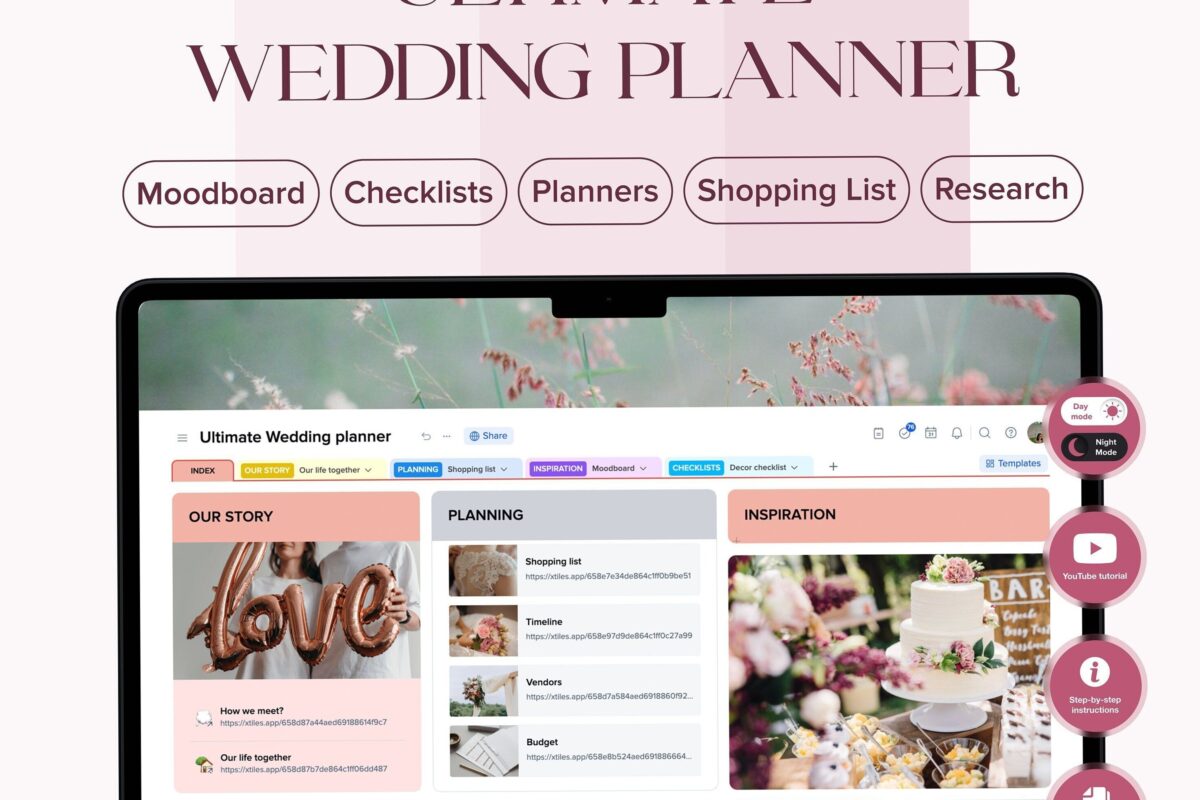 📊 📝 Ultimate Digital Wedding Planner Template for Creative Couples | romanticize your routine