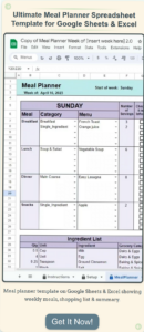 Ultimate Meal Planner Spreadsheet Template for Google Sheets & Excel — 🪄 🪄 game-changing digital system