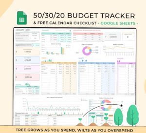 📅 📌 ultimate printable checklist: 50/30/20 Budget Tracker | Monthly Google Sheets Planner