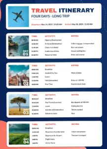 💌 🍰 ultimate printable checklist: Bright Travel Itinerary Template — Free Google Docs Design