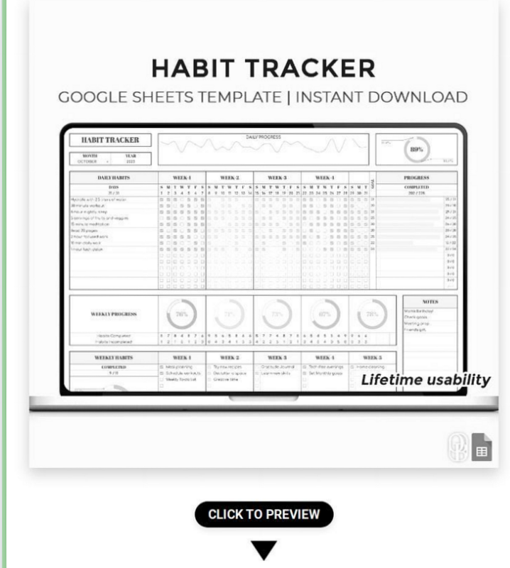 🤍 🕯️ ultimate printable checklist: Free Google Sheets Habit Tracker Templates | Essential Planning Guide