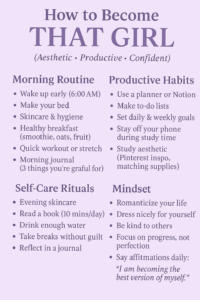 🖇️ 📌 ultimate printable checklist: How to Become That Girl Aesthetic Lifestyle Guide