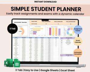 🌸 🥂 Ultimate Student & College Planner Spreadsheet for Academic Success | only tool for life admin