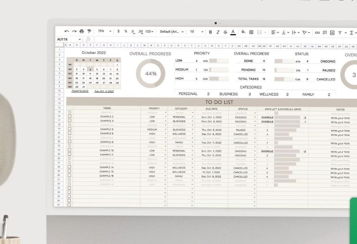 Ultimate To-Do List Template for Google Sheets & Excel — 🎀 ☁️ secret to staying productive