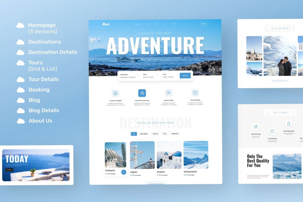 Vacasky – Modern Travel Agency Web Design — 🎀 ☁️ dream life manifestation