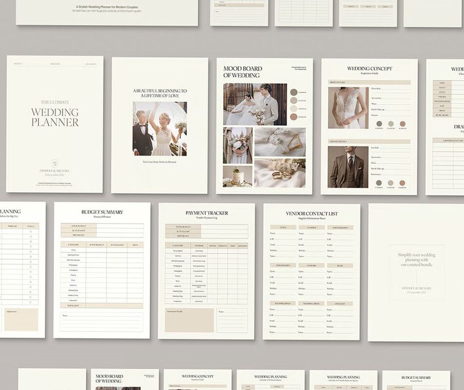 ☁️ ☁️ Wedding Planner Template INDD — Creative Design Asset | romanticize your routine