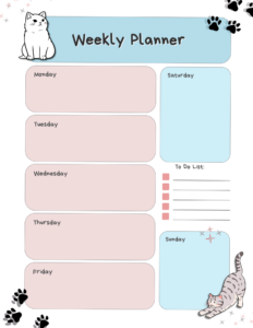 Weekly Kitty Planner — Digital Design & Creative Assets — 📍 🪄 secret to staying productive