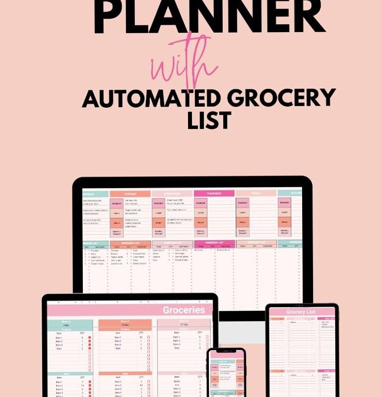 💎 🪄 Weekly Meal Planner Template | Google Sheet & PDF Design | pro digital dashboard