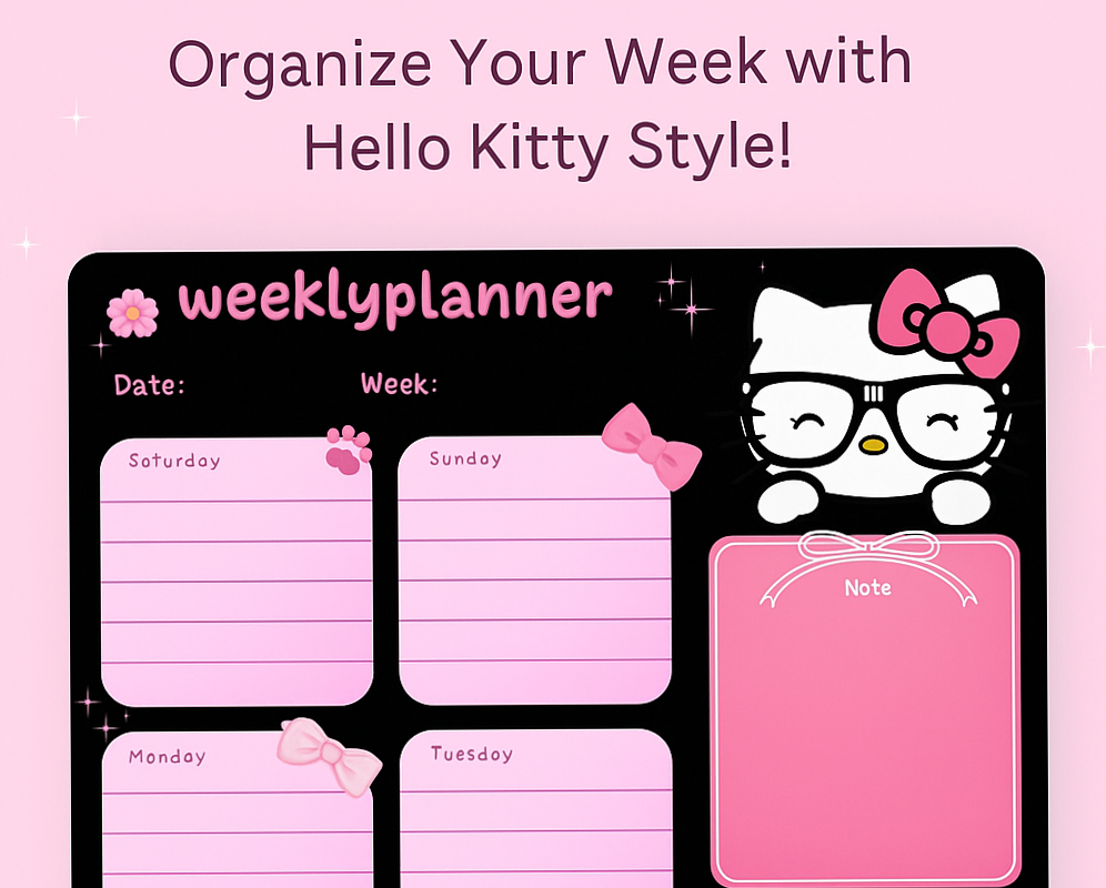 🥂 💍 Weekly Planner – Printable PDF (A4) | stay inspired all year long