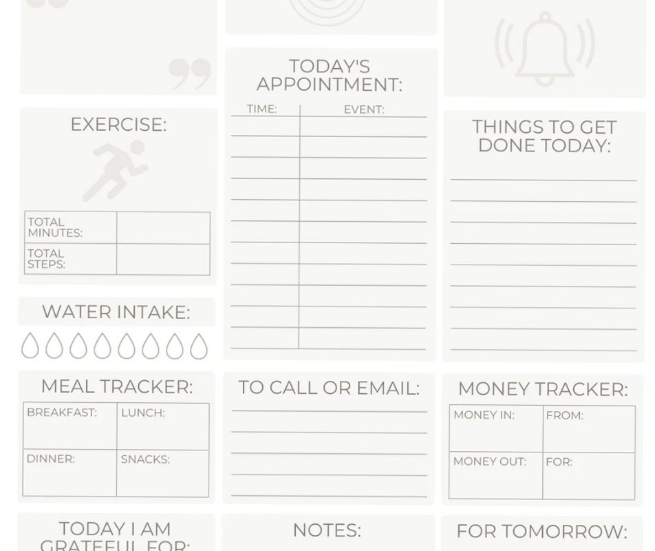 White Elegant Customizable Daily Planner Templates — 🌿 🤍 romanticize your routine