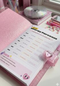 Y2K Aesthetic Weekly Planner Layout | Pink Energy Forecast — 📁 🖇️ romanticize your routine