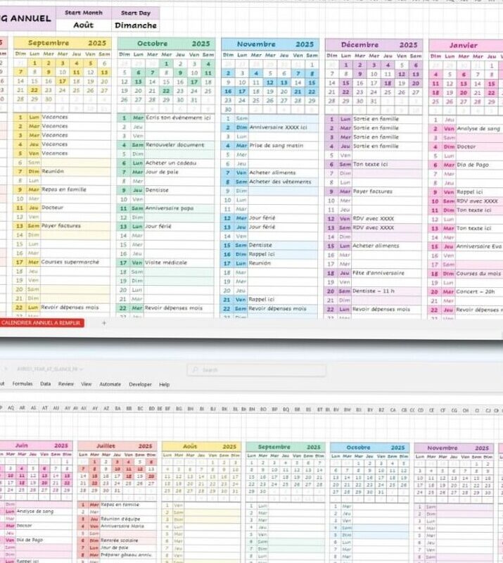 💎 📍 Year at a Glance Excel Calendar Template 2026 | romanticize your routine