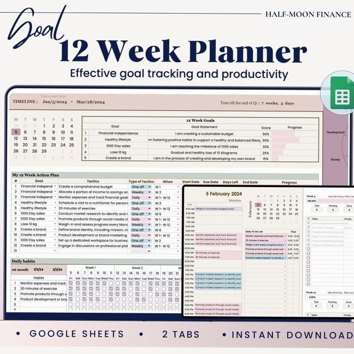 🌿 ✨ 12 Week Goal Planner | Quarterly Planner & Goal Group Boards | stay inspired all year long