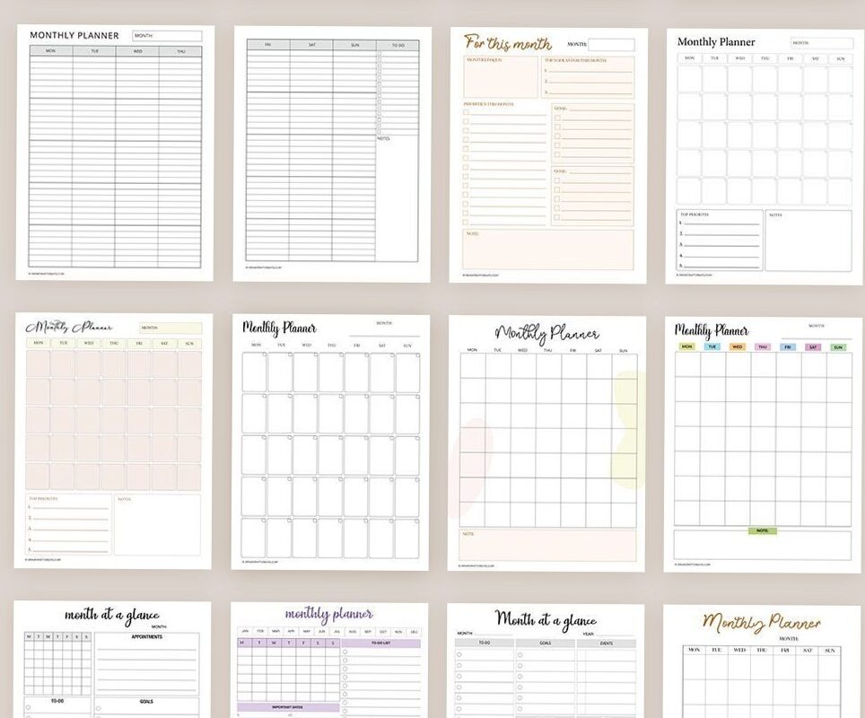💍 👰 15 Free Monthly Planner Templates for Creative Organization | romanticize your routine