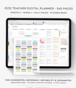 🤍 🌿 2025-2026 Digital Teacher Planner for Goodnotes & Notability with Templates & Stickers | dream life manifestation