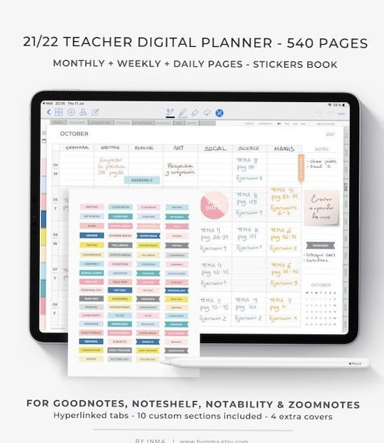 🤍 🌿 2025-2026 Digital Teacher Planner for Goodnotes & Notability with Templates & Stickers | dream life manifestation