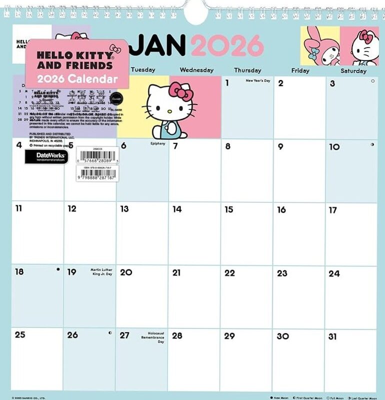 🥂 💌 2026 Hello Kitty Spiral Calendar — Digital Design & Planner Asset | stay inspired all year long