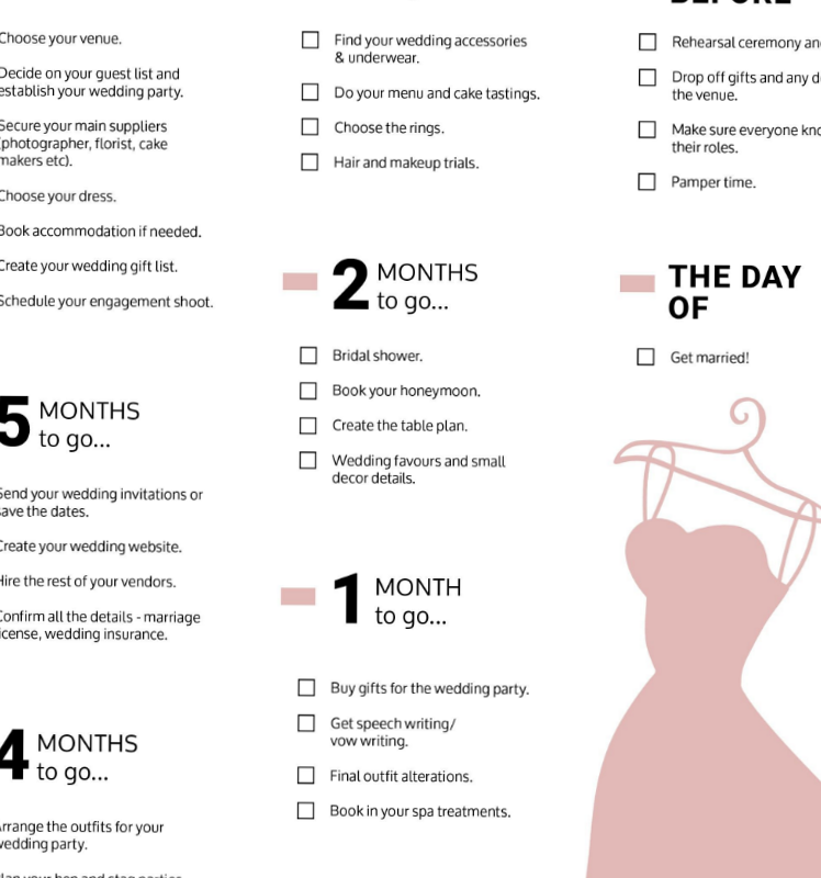 💌 💌 6-Month Wedding Planning Checklist | Digital Design & Creative Assets | no-stress tracker