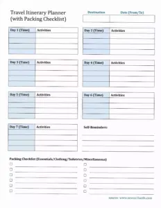 7-Day Travel Planner with Checklist & Reminders — 🌸 💌 essential planning guide