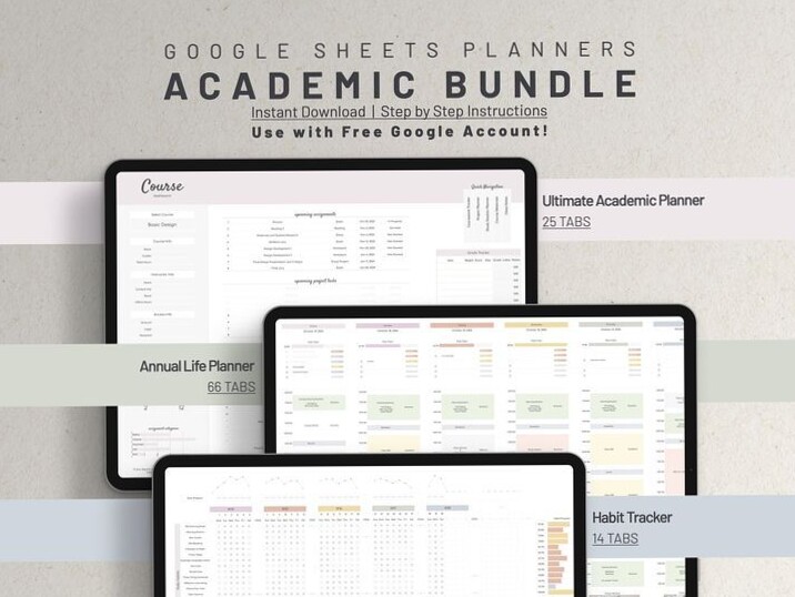 Academic Bundle: Google Sheets Planners & Ultimate Planner Spreadsheet — 📅 📁 game-changing digital system