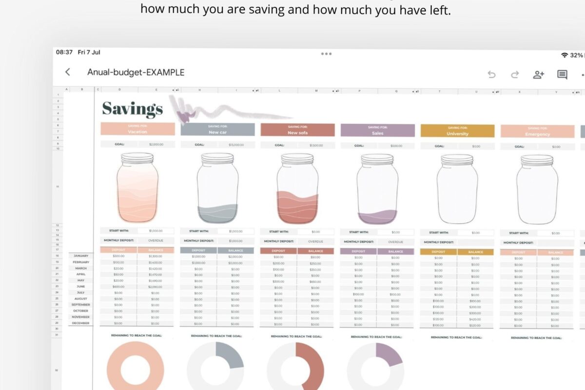 Aesthetic Annual Budget Template | Google Sheets | Budget Planner — 🤍 ☁️ pro digital dashboard