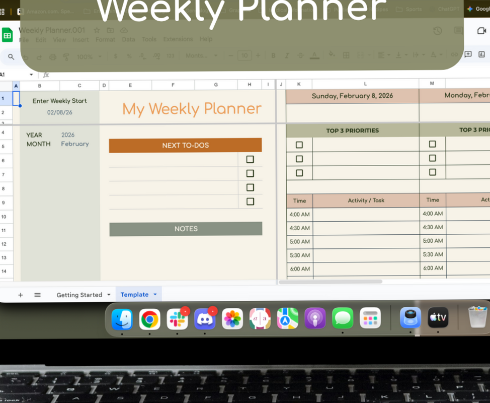 🥂 💌 Aesthetic Boho Weekly Planner | Free Google Sheets Template | romanticize your routine