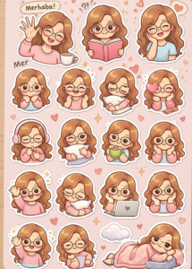 Aesthetic Kawaii Girl Stickers | Cozy Digital Planner Art — 🌸 🥂 dream life manifestation