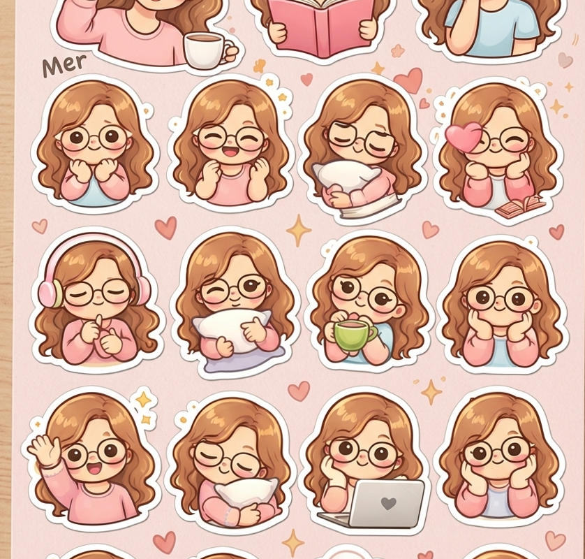 Aesthetic Kawaii Girl Stickers | Cozy Digital Planner Art — 🌸 🥂 dream life manifestation