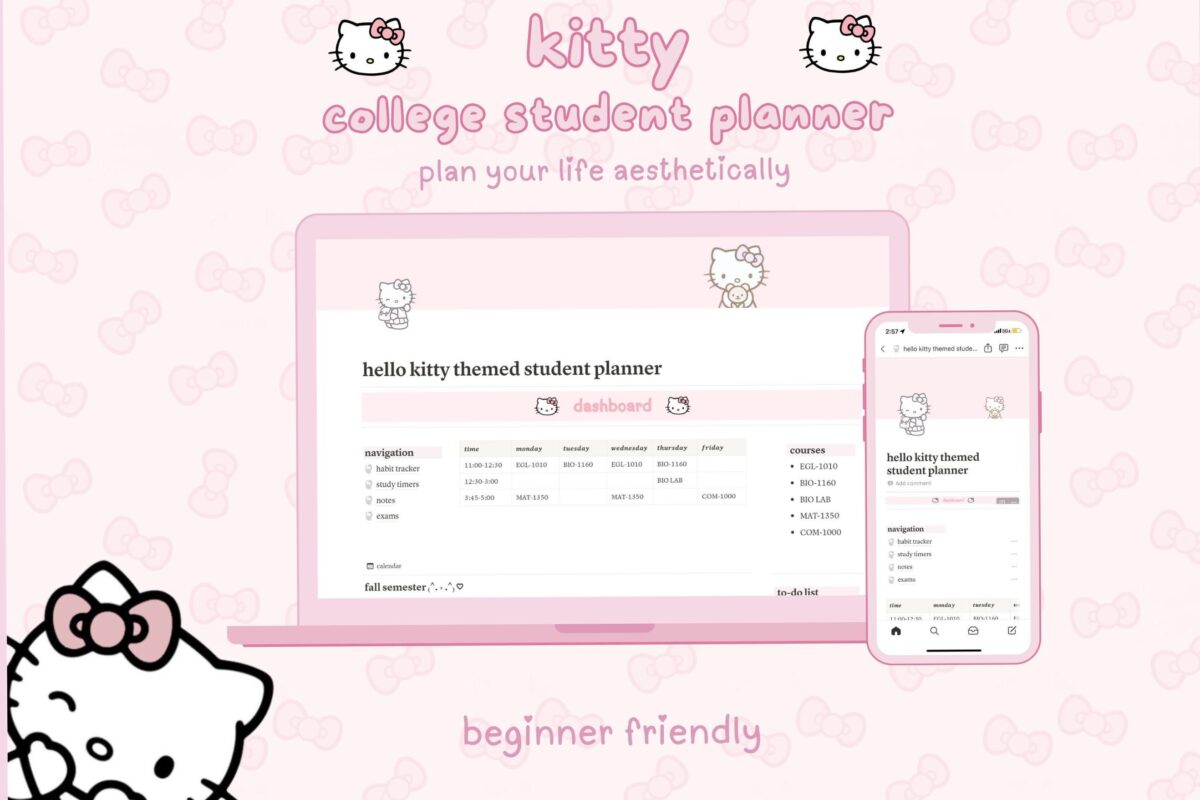 Aesthetic Notion Planner: Kitty Student Organizer 2025 — 📁 📁 2026 efficiency hack