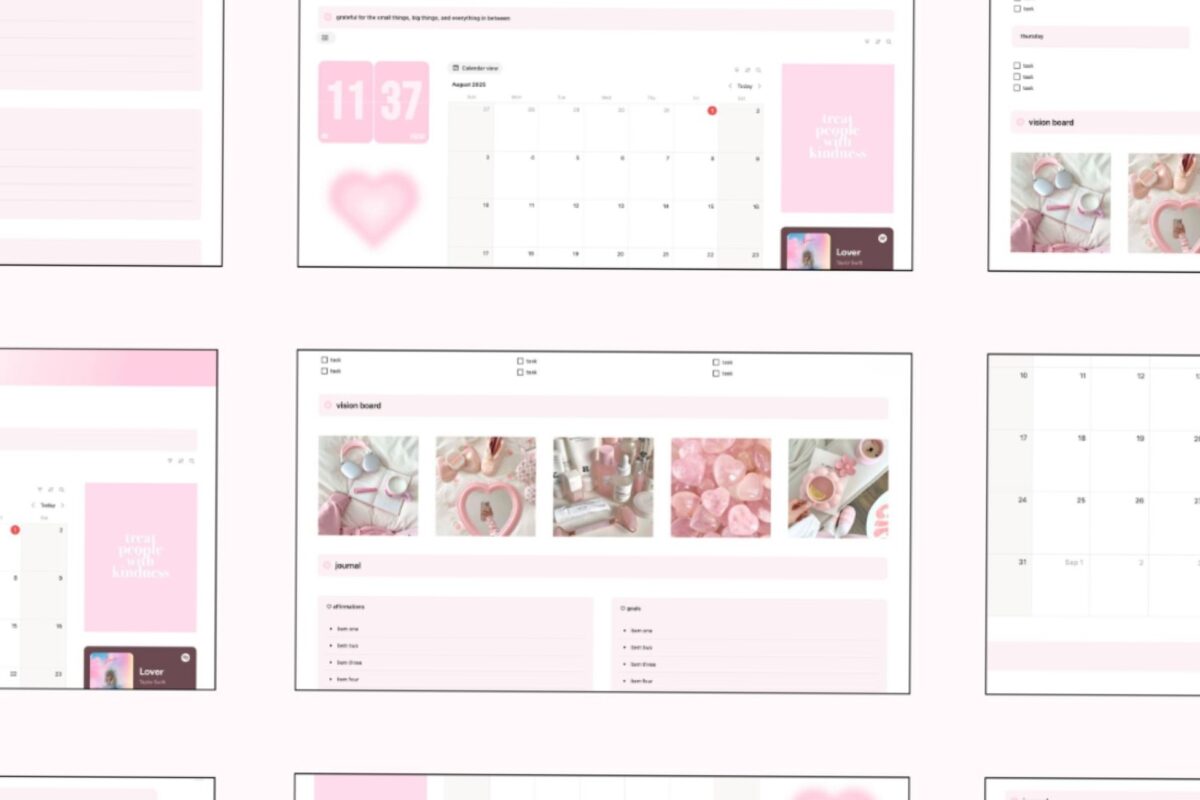 Aesthetic Pink Free Notion Template for Design & Planning — 👰 🥂 game-changing digital system