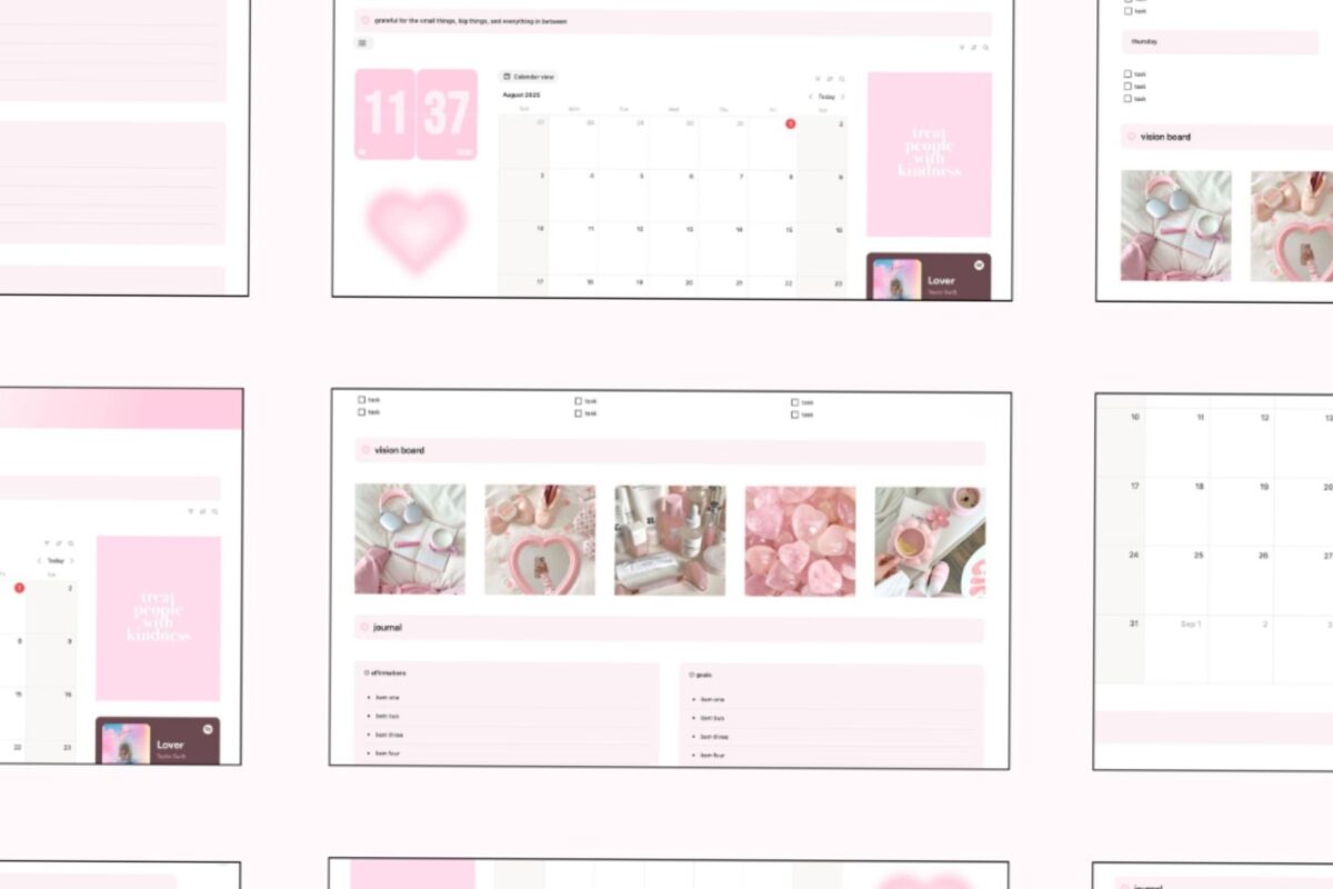 Aesthetic Pink Free Notion Template for Digital Design & Planners — ☁️ 🕯️ 2026 efficiency hack