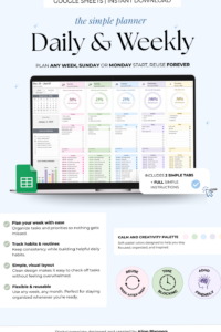 Aesthetic Weekly Planner Template | Goal & Schedule Organizer — 🌸 💌 dream life manifestation