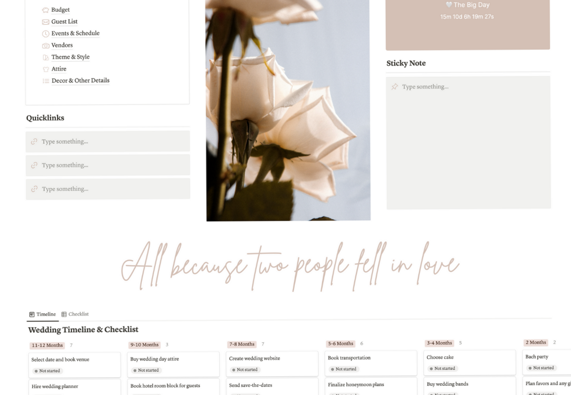 🌸 👰 All-in-One Digital Wedding Planner for Notion | game-changing digital system
