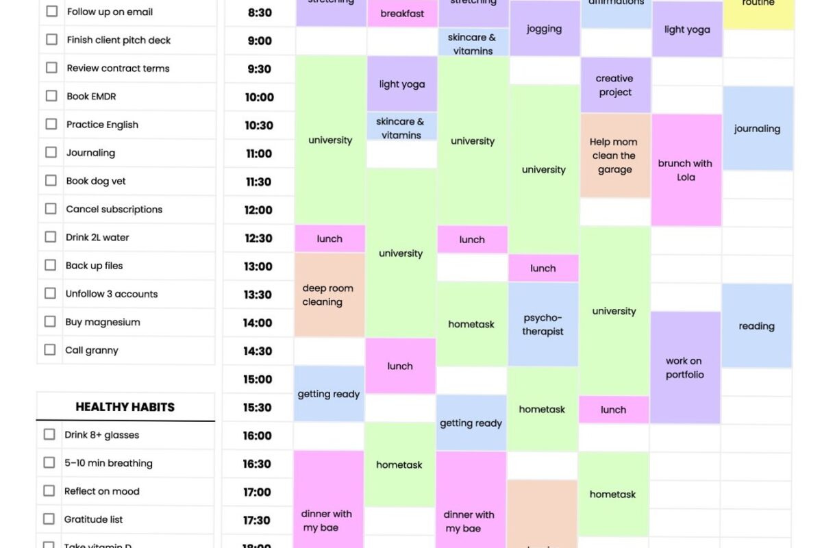 Block Schedule Free Google Sheets & Excel Template — 💍 🌸 stay inspired all year long