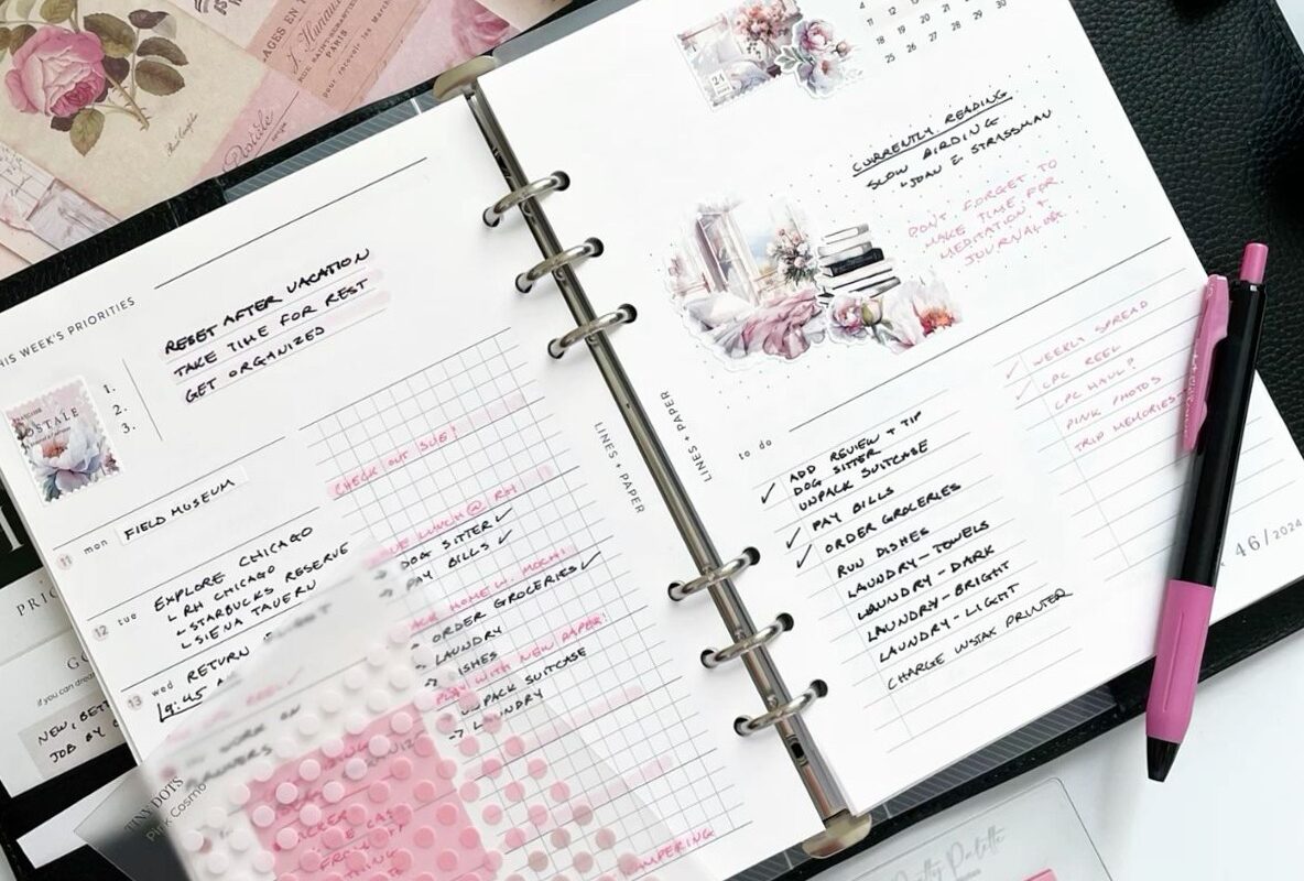 🤍 ✨ Blush Pink A5 Weekly Planner Spread Design | dream life manifestation