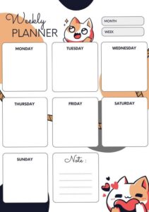 Calico Cat Weekly Planner — Editable PDF Design — 🎨 🌈 secret to staying productive