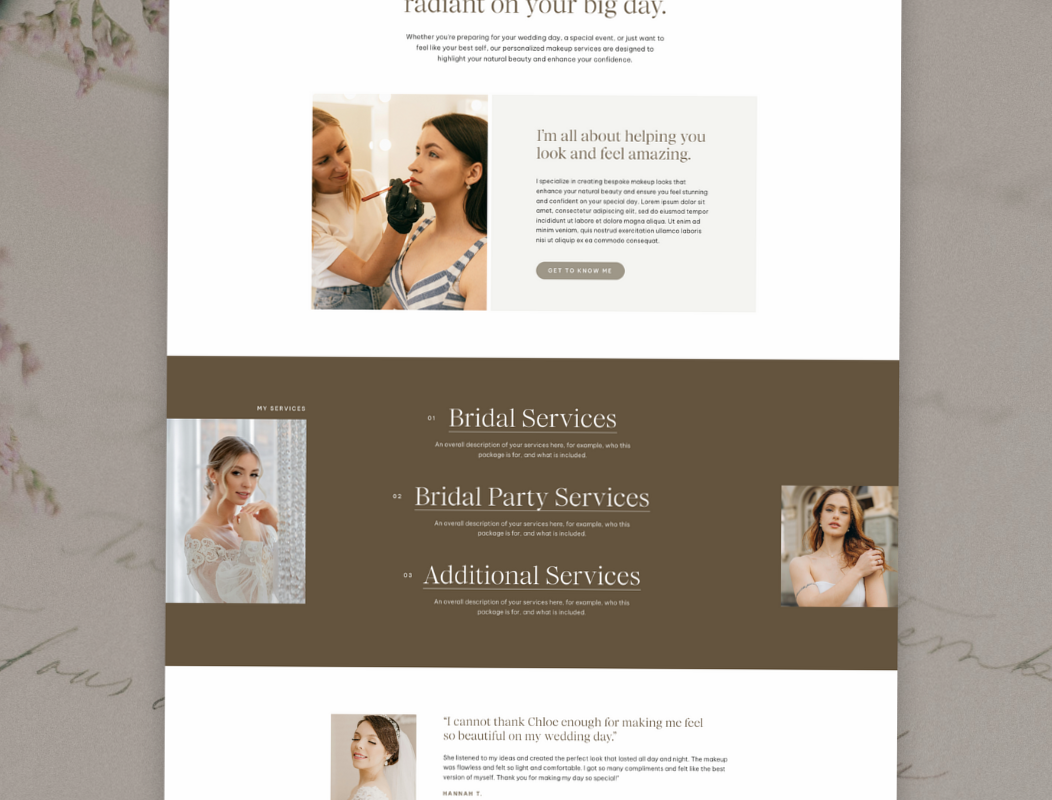 Chloe | Squarespace 7.1 Website Template for Makeup Artists & Wedding Pros — 📝 🖇️ dream life manifestation