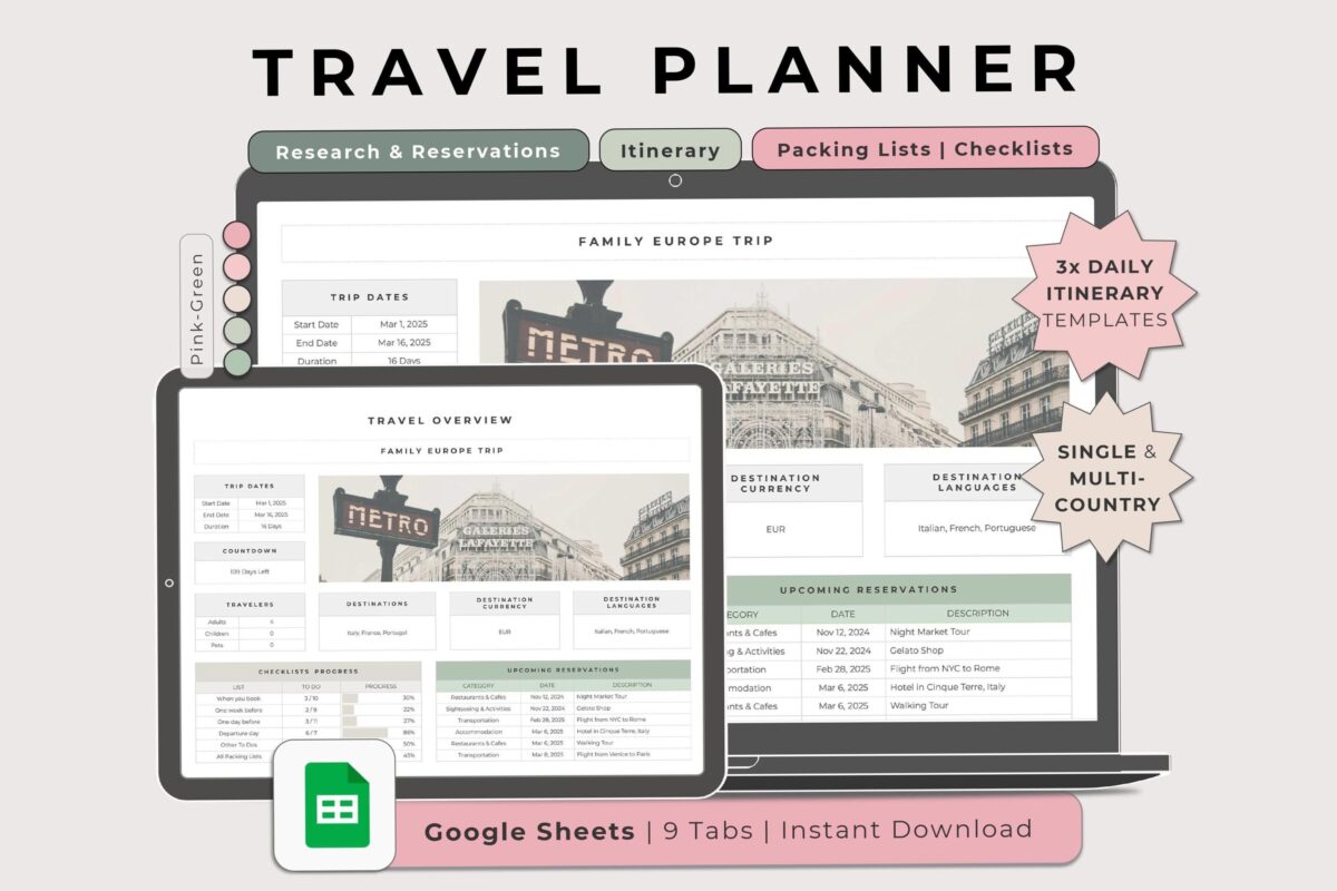 📁 📁 Comprehensive Travel Planner Google Sheets Template for Seamless Vacation Planning | stay inspired all year long