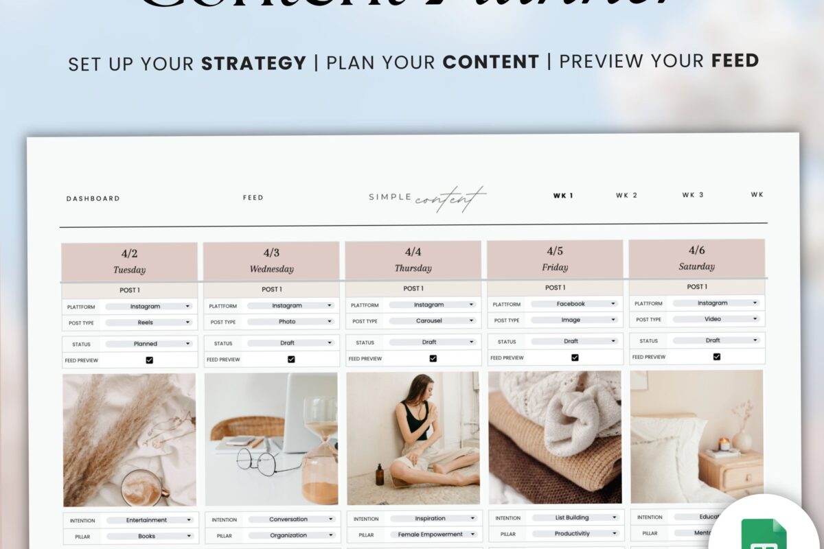 Content Planner Spreadsheet | Aesthetic TikTok & Social Media Calendar Template — 🍰 🍰 only tool for life admin