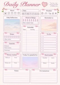 Coquette Daily Planner — Self Care & Productivity Printable — 🥂 🍰 dream life manifestation