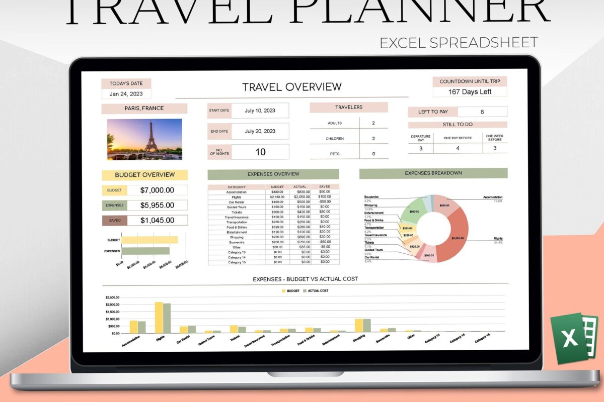 📊 📌 Create Your Perfect Vacation with Editable Travel Planner Excel Sheet | secret to staying productive