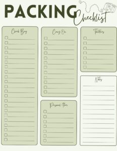 ✨ 🌿 Customizable Travel Planner Bundle — Etsy Printable Green | essential planning guide