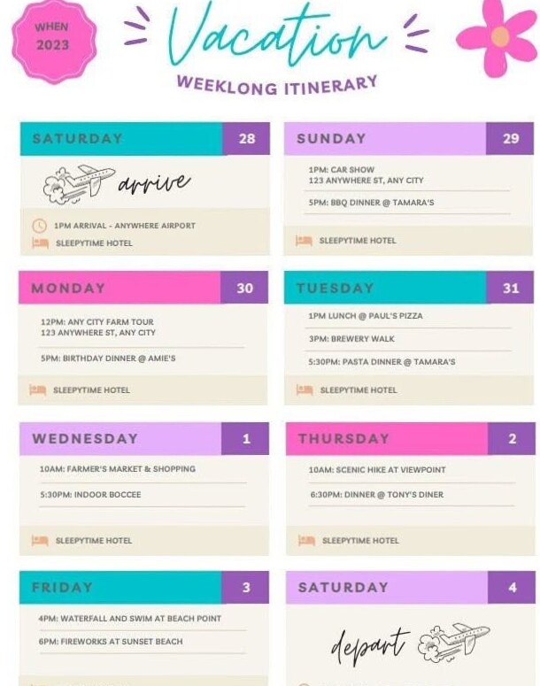 Customizable Vacation Itinerary Planner — Romanticize Your Routine — 📌 📝 essential planning guide