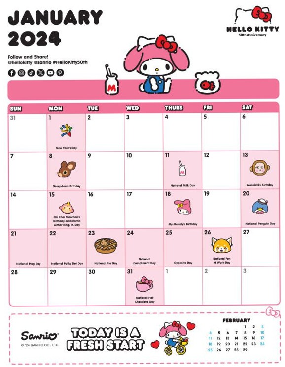 Cute 2024 Kawaii Printable Calendars! — 💎 🖌️ stay inspired all year long
